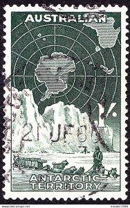 AUSTRALIAN ANTARCTIC TERRITORY (AAT) 1959 QEII Deep Green SG4 FU