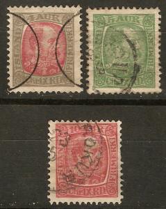 Iceland 3 different Used VF 1902 SCV $4.40