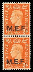 BOFIC - 1942 KGVI MEF 2d orange se-tenant pair (M7/M7a) superb MNH. SG M7b.