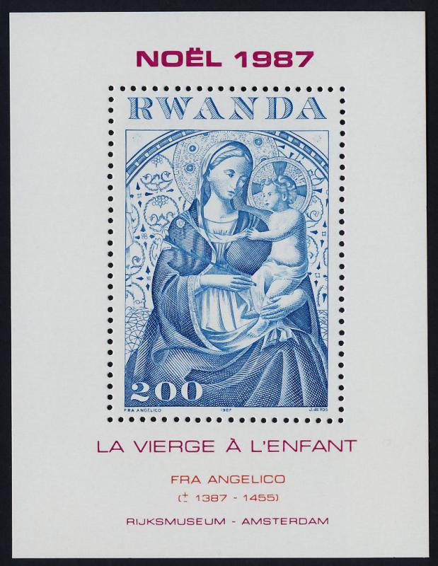 Rwanda 1301 MNH Christmas, Art, Virgin & Child, Fra Angelico