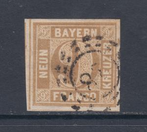Bavaria Sc 12 used 1862 9kr bistre Numeral, open millwheel cancel, F-VF