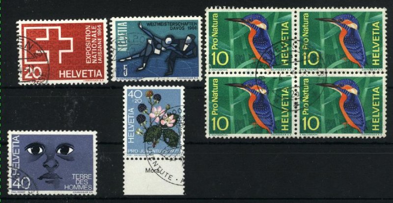 Switzerland  431, 470, 4x473, 584, B420   used VF PD