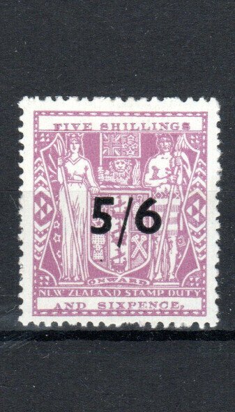 New Zealand 1944 5/6 on 5s 6d Postal Fiscal surcharge SG F214 MH