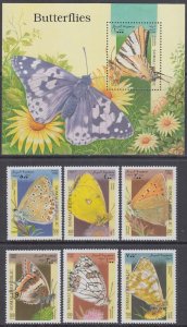 SOMALI REP # 003 CPL MNH SET of 6 + S/S - BUTTERFLIES