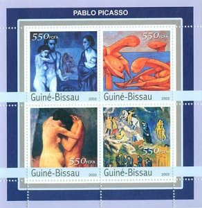 GUINEA BISSAU - 2003 - Pablo Picasso - Perf 4v Sheet - Mint Never Hinged