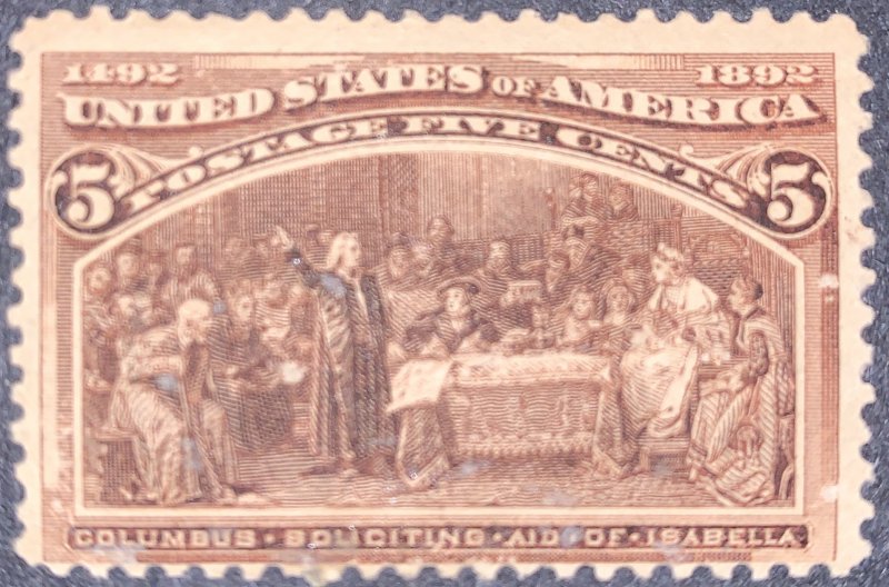 US #234 MNH Slight Gum Dist.  1893 5c Columbian Commemorative.