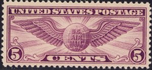 C12 Winged Globe 5¢ Air Mail Stamp Flat Plate 1930 MNH CV $17.50 Never Hinged 