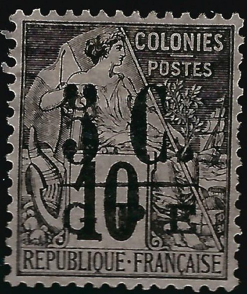 Guadeloupe Scott #10 Overprint Unused VF hr...French Colonies are hot!