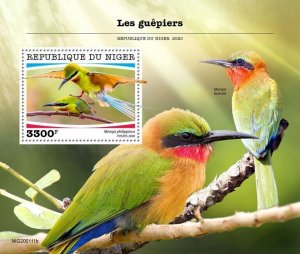 Niger Birds on Stamps 2020 MNH Bee-Eaters Blue-Tailed Bee-Eater 1v S/S