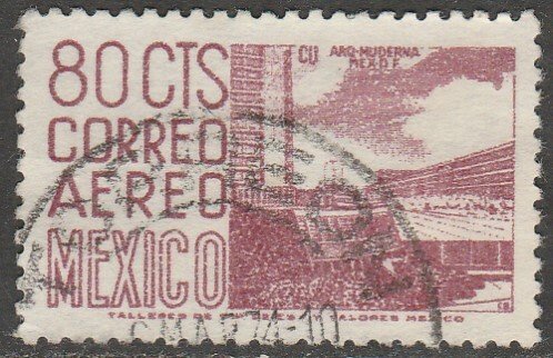 MEXICO C422, 80¢ 1950 Def 7th Issue Fluor printing BACK. USED. F-VF. (683)