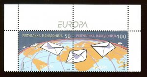Macedonia #434 Europa - 50d and 100d Envelopes Over World ~ MNH