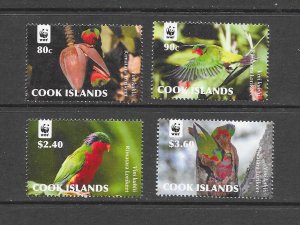 BIRDS - COOK ISLANDS #13514 LORIKEET  WWF MNH