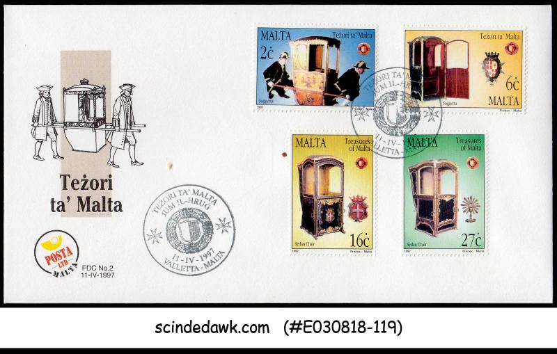 MALTA - 1997 TREASURES OF MALTA - SEDAN CHAIRES - 4V FDC