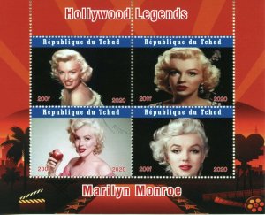 Chad Marilyn Monroe Stamps 2020 CTO Hollywood Legends Movie Stars 4v M/S