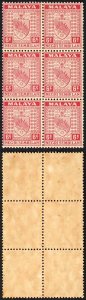 Negri Sembilan SG27 6c Scarlet Block of SIX M/M (toned) Cat 108 pounds