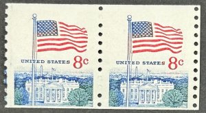 USA, 1971, SC#1338G, Flag and White House, Coil Pair, Unsed, MNH, F