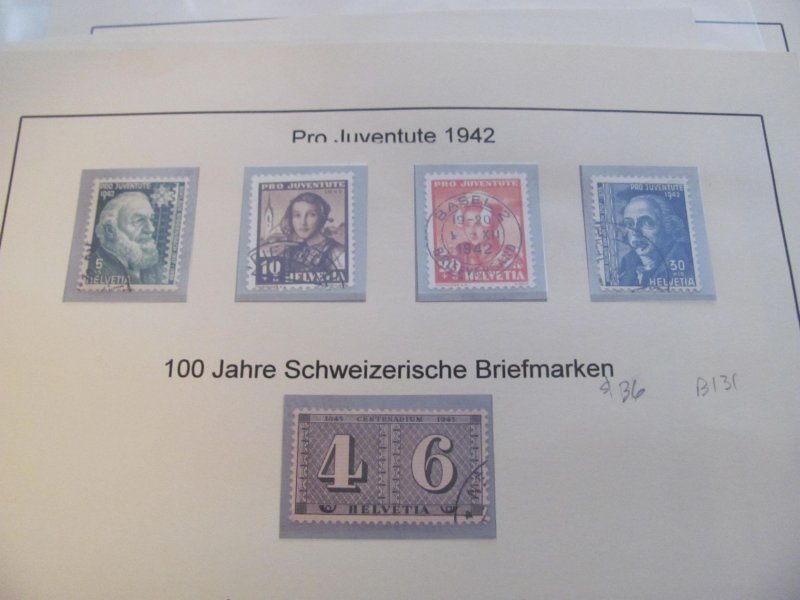 SWITZERLAND USED STAMPS & COVERS COLL. ON PAGES 1930-2005 $2K-$3K CAT. XF (191)