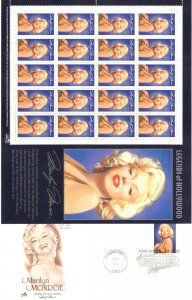 1995 Stati Uniti , MARILYN MONROE FOLDER+FDC Legend of Hollywood MNH**