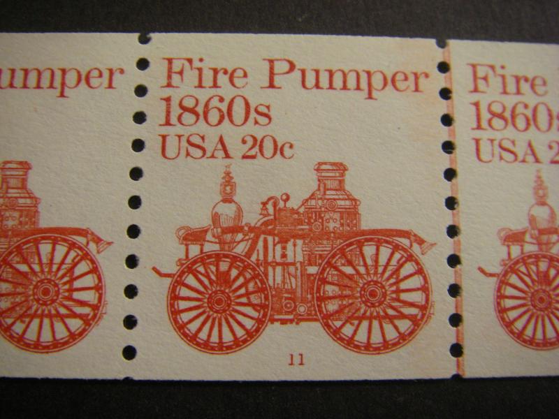 Scott 1908, 20c Fire Pumper, PNC5 #11, KEY STRIP, MNH BEAUTY