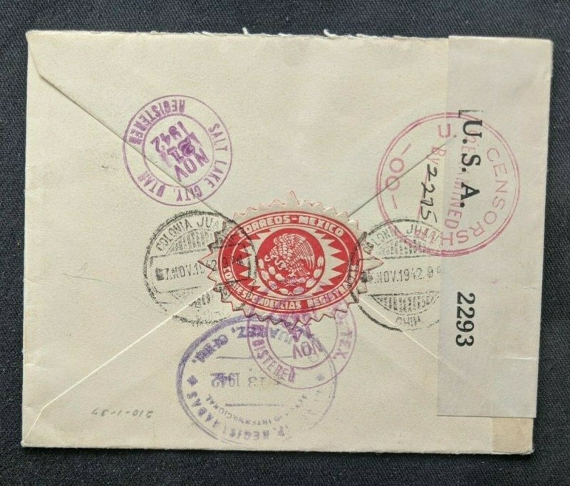 1942 Colonia Juarez Mexico Censorship Airmail Cover to Salt Lake City Utah USA