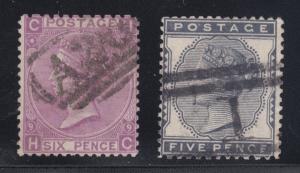 Great Britain Sc 51a, 85 used.  Queen Victoria 2 different perforation varieties