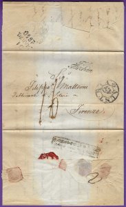 MAR 31 1840, Constantinople TURKEY to ITALY, Disinfection Discolored, Handstamps