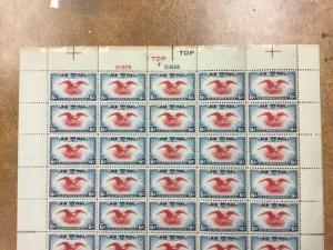  C-23 Eagle holding Shield MNH 6 c Sheet of 50  Airmail  Issued in 1938 