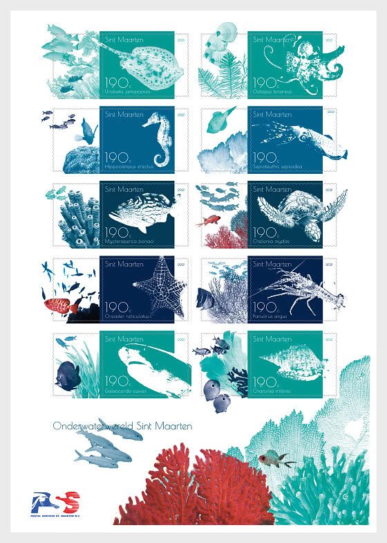 Stamps of Sint Maarten 2021-Underwater World-Full Sheet .