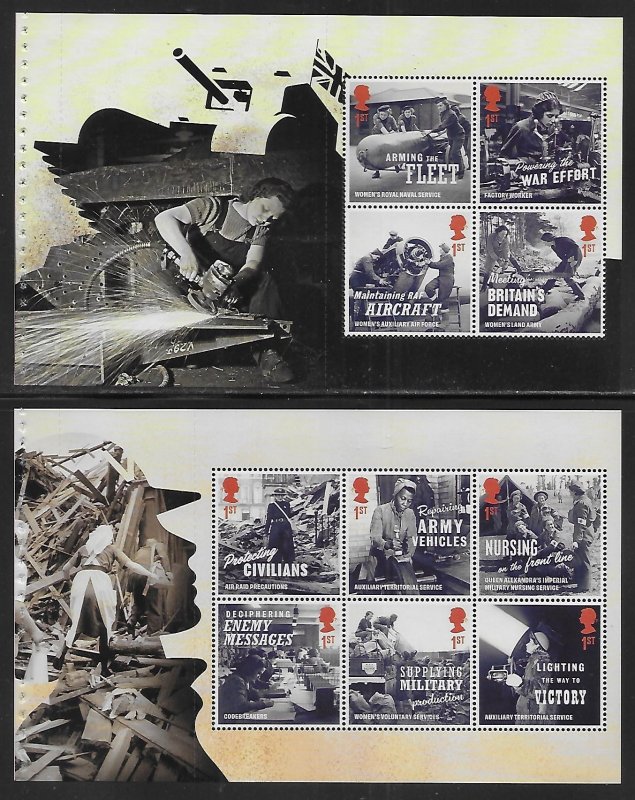 Great Britain 4235a, 4237b Women in WWII Booklet Panes MNH