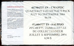 ?2004 July to Sept Quarterly pack Cat $14+FDC cover Canada