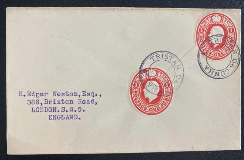 1920 Tristan Da Cunha Postal Stationery Cut Off Cover To London England