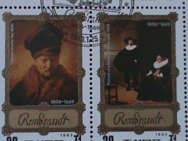 ​KOREA-1983-SC#2268 REMBRANDT FAMPUS PAINTINGS CTO-SHEET VERY FINE HARD TO FIND