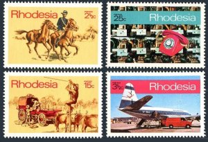 Rhodesia 294-297, hinged. Mi 102-105. Telecommunications,1970. Plane, Ox, Horse.