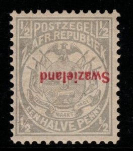 SWAZILAND SG10a 1892 ½d GREY p12½ OVERPRINT INVERTED MTD MINT