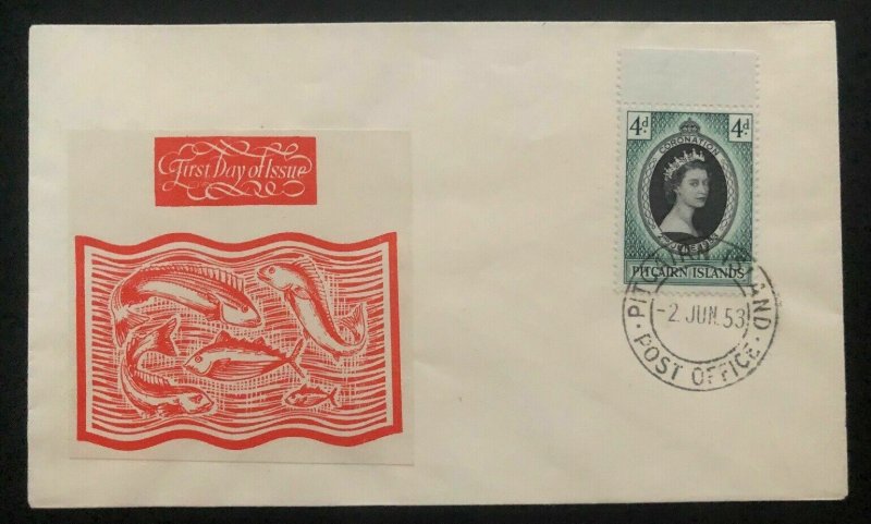 1953 Pitcairn Island QE 2 Coronation First Day Cover Queen Elizabeth FDC Unadres