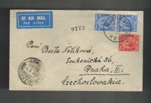 1933 Nairobi Kenya KUT Imperial Airways Cover to Pragu Czechoslovakia via Athens