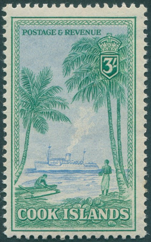 Cook Islands 1949 3s light blue & bluish green SG159 unused