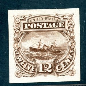 US SCOTT #117-E2c LARGE DIE ESSAY INDIA PAPER XF BROWN SHADE AK 4/1/24