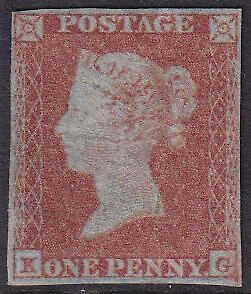 GREAT BRITAIN -  QUEEN VICTORIA 1841 1d red-brown on bluish paper neatly - 36779