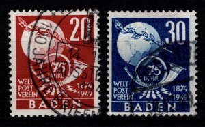 Germany [French Zone] Baden 1949 75th Anniv. of UPU, Set [Used]