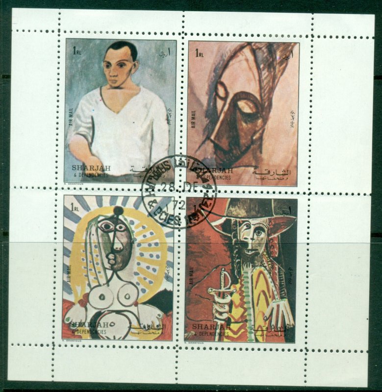 Sharjah 1972 Mi#1316-1319 Paintings by Picasso sheetlet CTO