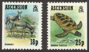 ASCENSION 1989 Donkey & Turtle; Scott 480-81; SG 510-11; MNH