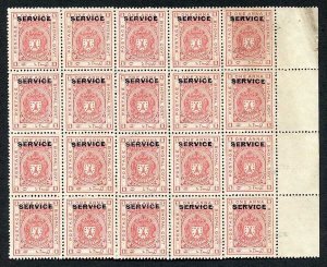 Bhopal SGO313c 1932 1/4a Orange Perf 14 Misplaced Surcharge (no gum) (u)