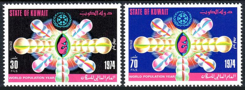 Kuwait 616-617, MNH Mundiales Población Año. Emblema, 1974