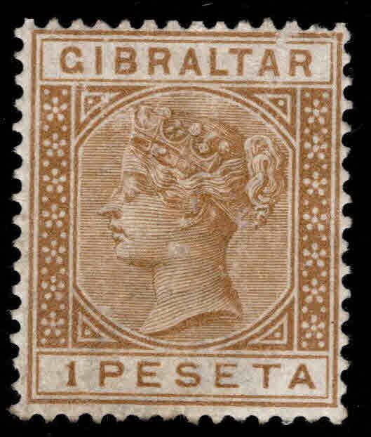 GIBRALTAR Scott 36 1p bister MH* Queen Victoria CA Wmk 2 CV$90