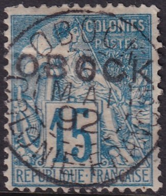 Obock 1892 Sc 15 used Obock cancel