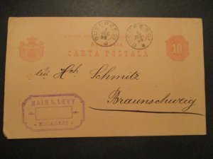 1898 Romania Braunschweiger Germany Post Card Cover