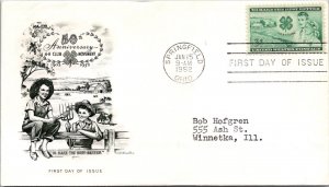 FDC 1952 SC #1005 Artmaster Cachet - Springfield, Oh - Single - F76403