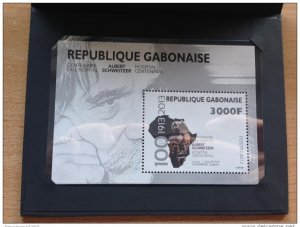 2013 Gabon Mi. Block 133 1913 Centenary Hopitel Albert Schweitzer 3000F Silver-