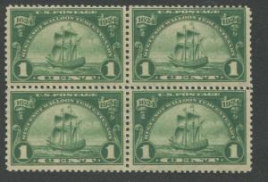 Block of 4 USA 1 Cent Stamps #614 Walloons Ship Nieu Nederland - Brookman $16